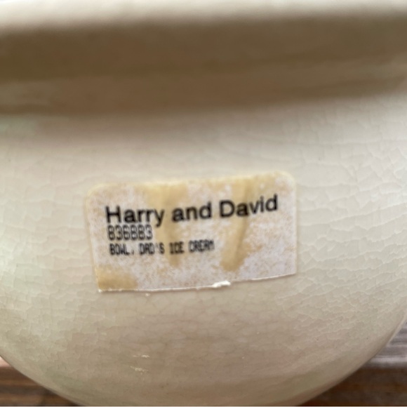 Dad’s Ice Cream Blue Letters Cream Pottery Crock Bowl Harry & David 4" x 6.5 NEW - Picture 6 of 9
